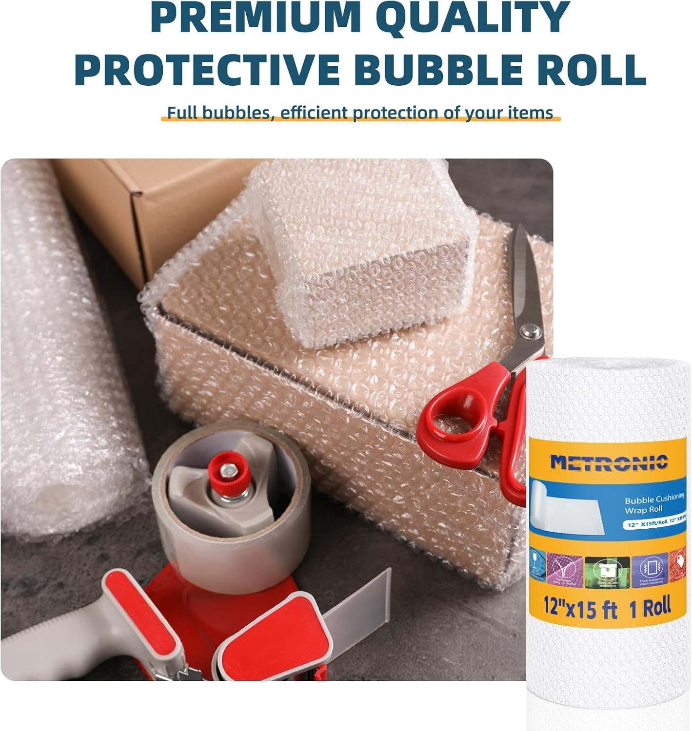 12'x15' Bubble Cushioning Wrap for Safe Shipping & Storage Solutions
