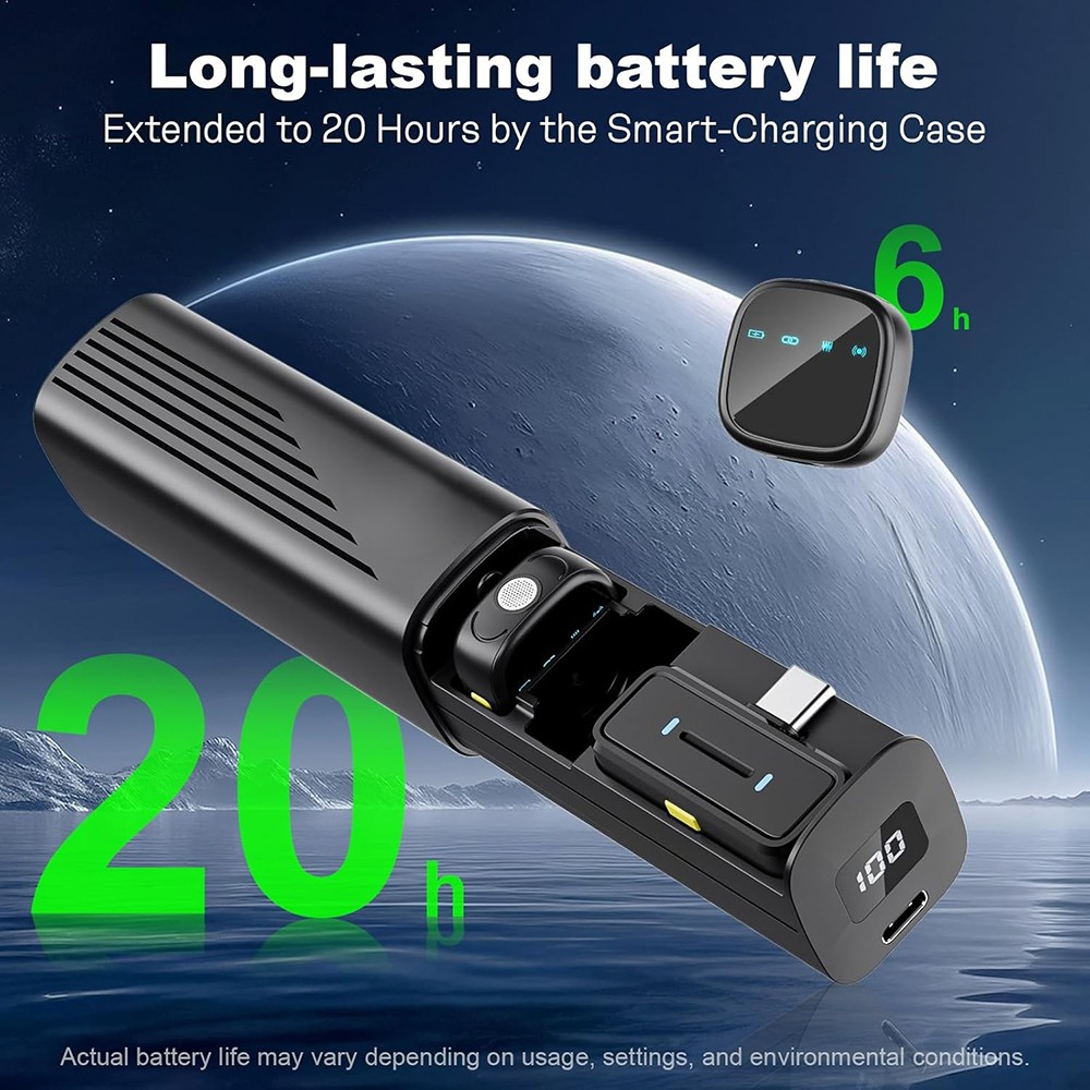 K26 AI Noise Reduction Wireless Lavalier Mic for iPhone 15/16/17 & Android
