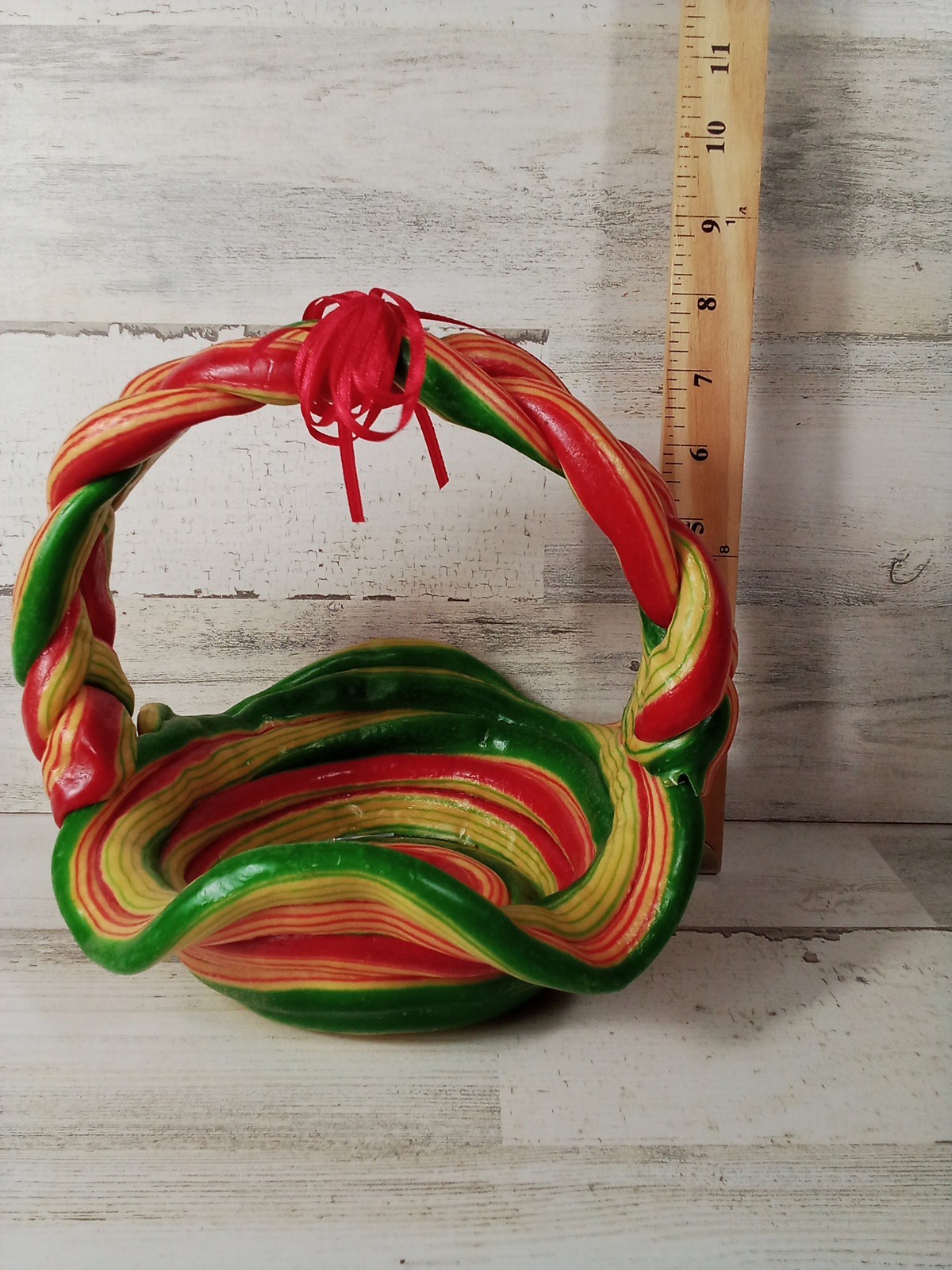Hard Plastic Multi Color Braided Funky Cool Basket Beautiful Decor