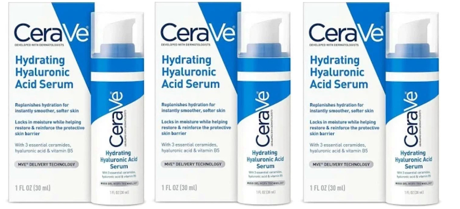 CeraVe Hydrating Hyaluronic Acid Serum, 1 oz (3 Pack)