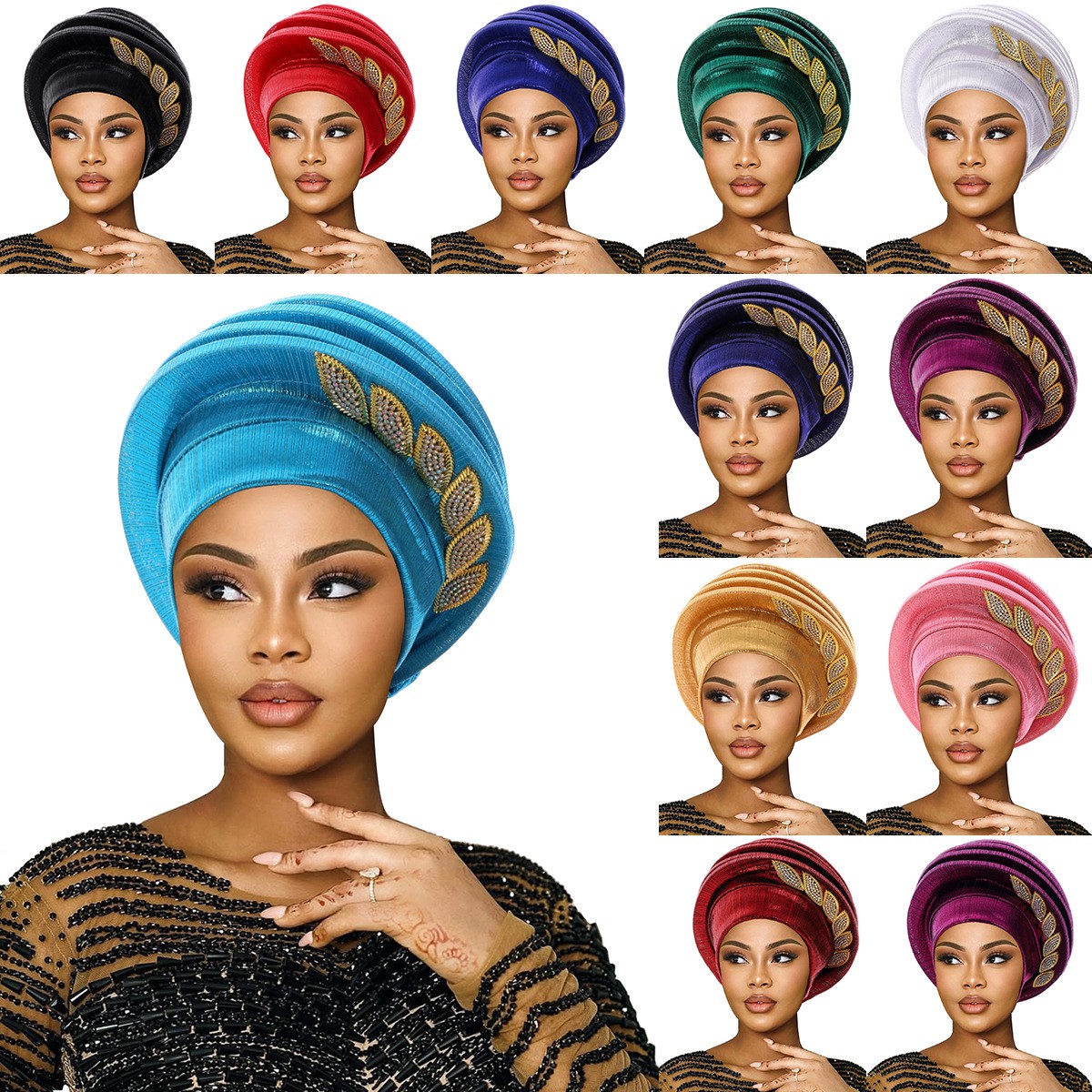 African Women Multi-Layer Wedding Hat Headwear Head Wrap Nigerian Headtie Turban