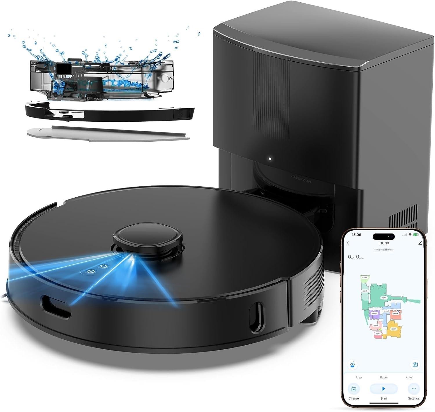 Robot Vacuums and mop, Self-Emptying , LiDAR Navigation, home mapping, APP inclu