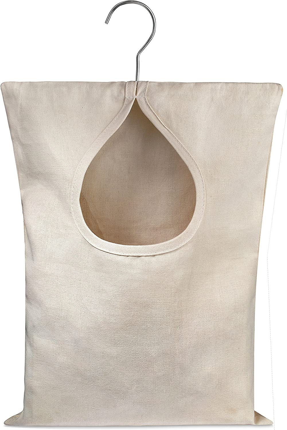 Clothespin Bag 11x15 Holds 100 Pins, Canvas, Swivel Hook, Extra-Large Opening XL