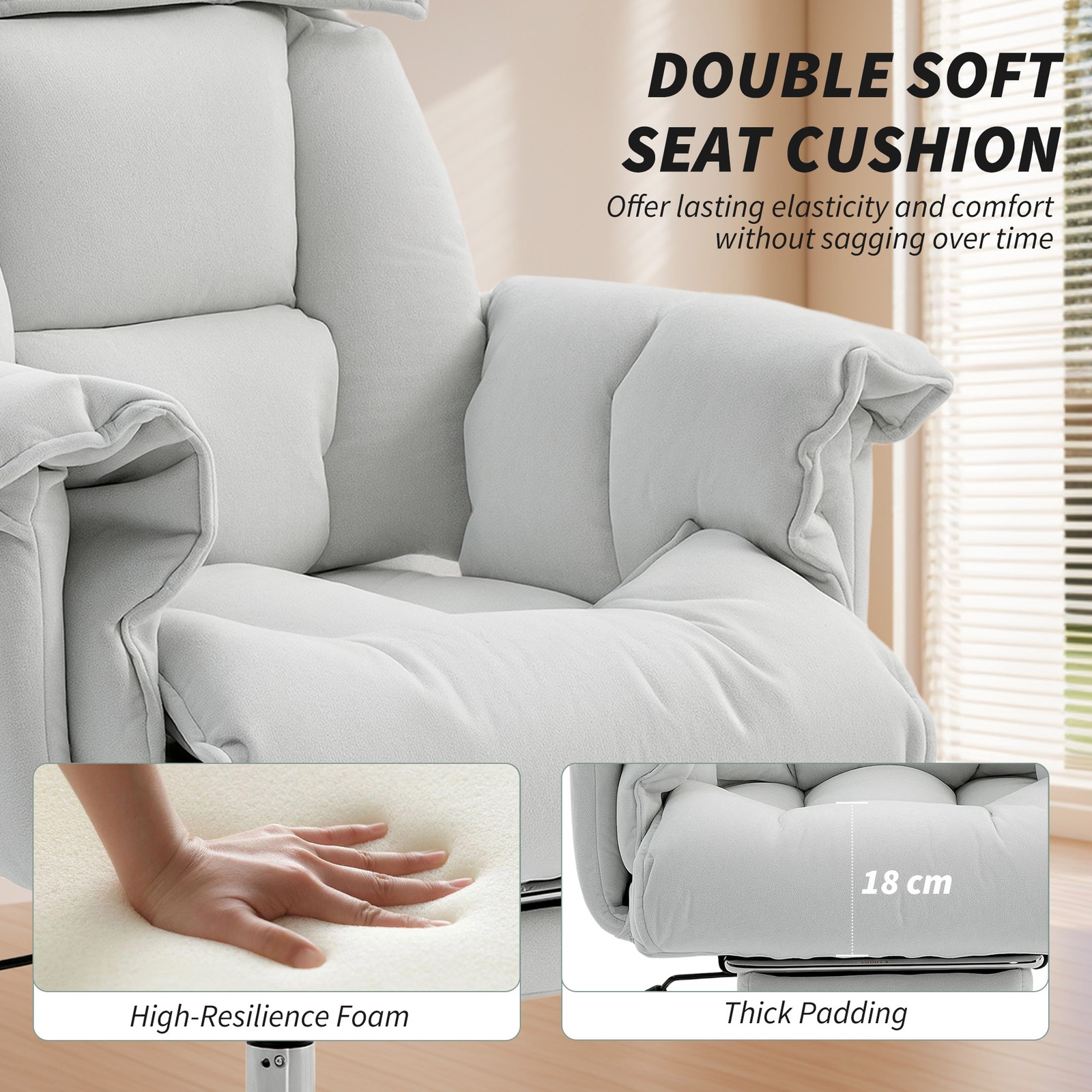 Executive Office Chair with Footrest, Reclining Swivel Computer Desk Chair