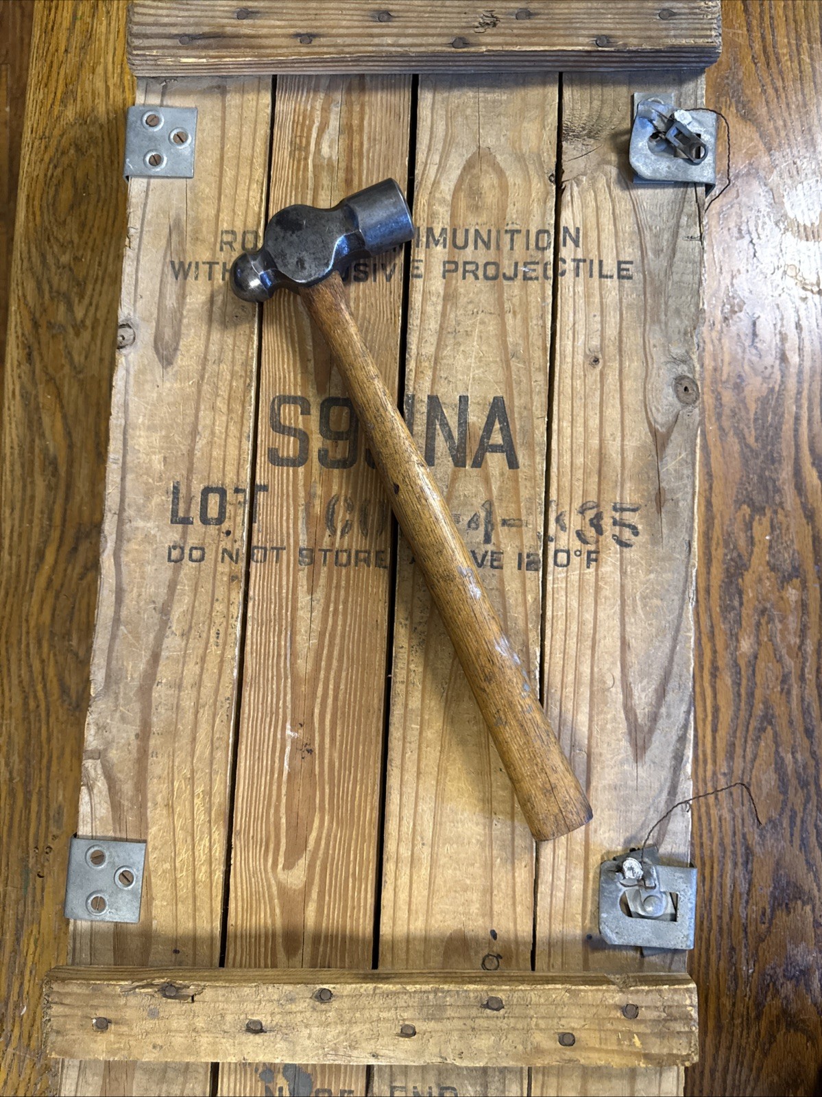 Vintage G.W. Co Clear Cut Warranted Ball Peen Hammer 24 Oz 15” Rare 🇺🇸 Steel