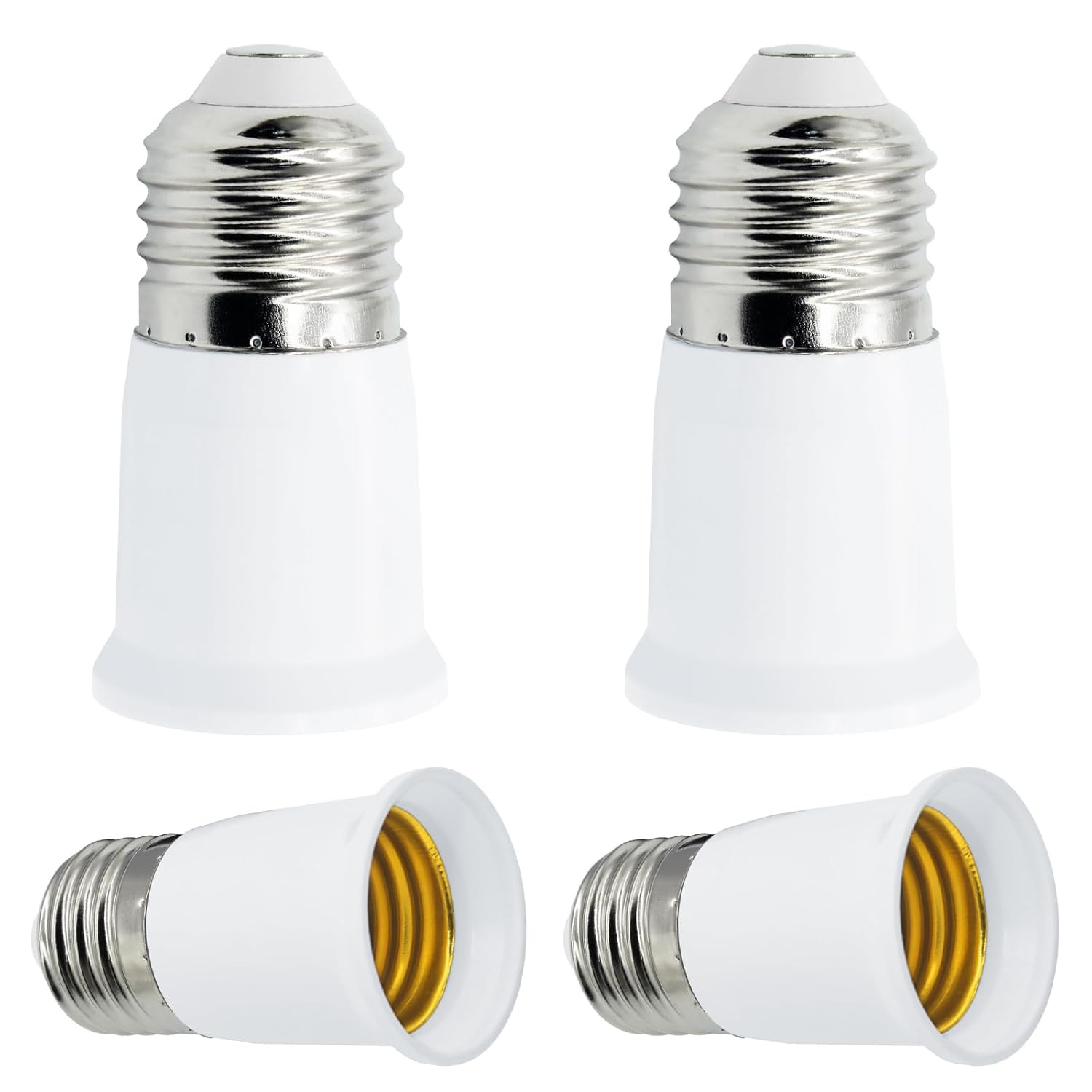 4 Pack E26 Socket Extender, 3CM/1.2 Inch E26 Light Bulb Extension Socket, Lamp