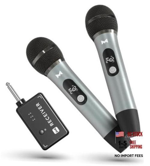Wireless Microphones for Karaoke Machine, 2 Rechargeable Dynamic Microphones