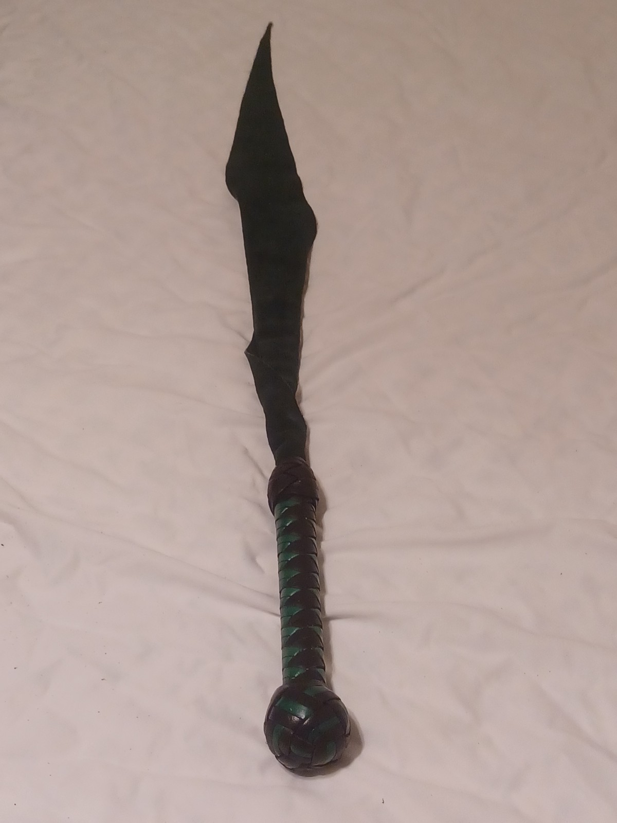 Green Suede Leather Dragon Tail Flogger Whip BDSM