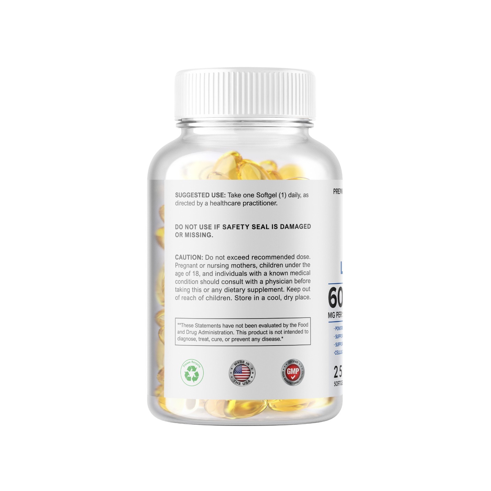 Alpha Lipoic Acid - 600mg Per Serving - 250 Capsules