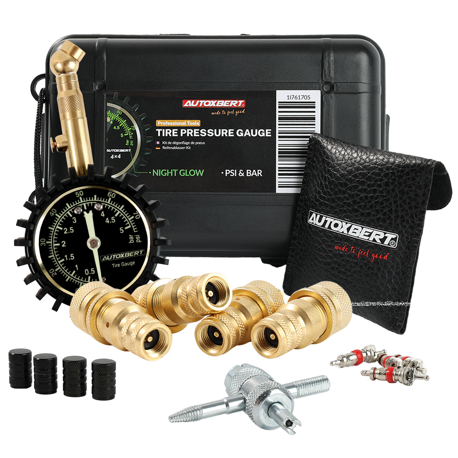 Heavy Duty Air Pressure Gauge 75PSI + Quick Tire Deflator Air Down Kit Car Truck