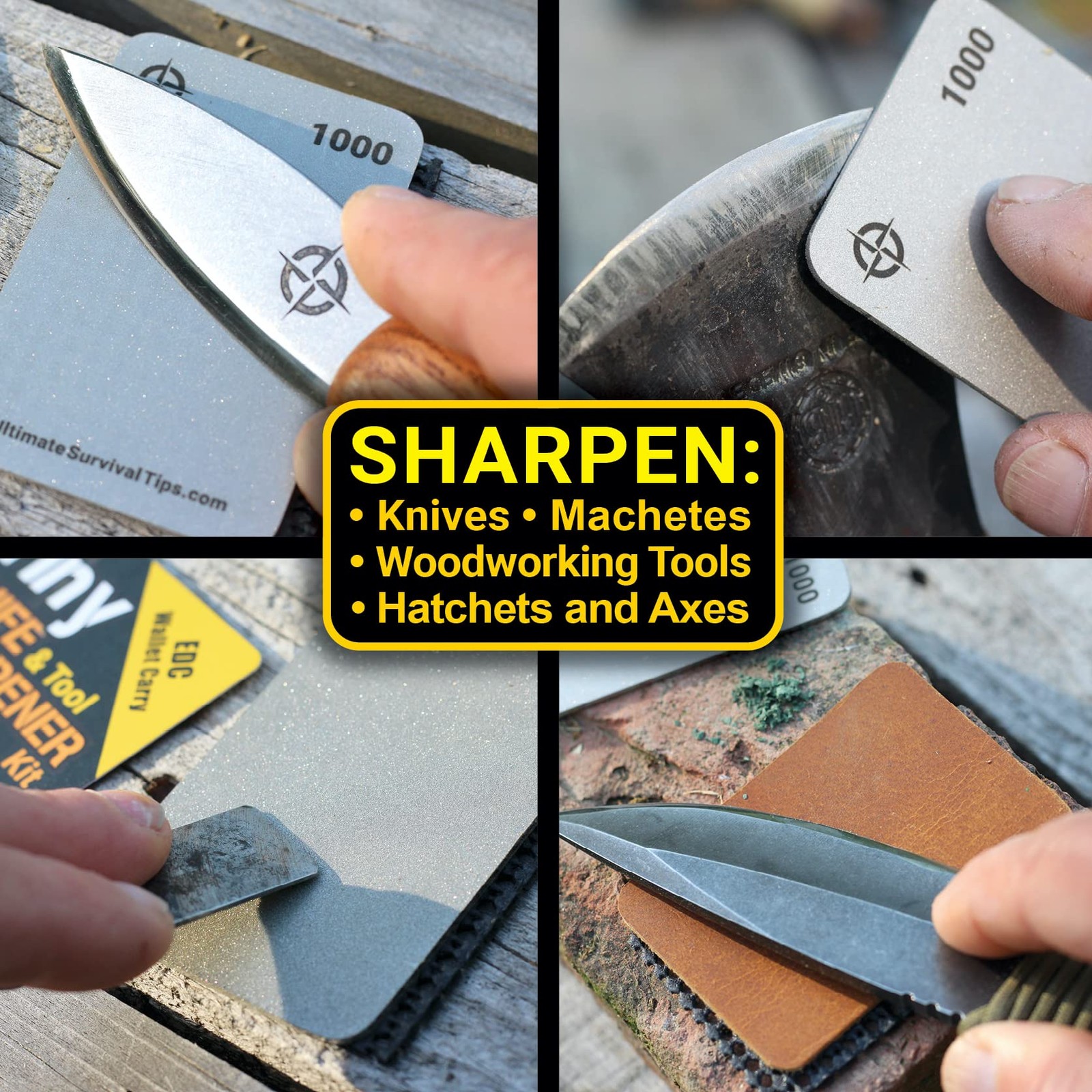 Tiny Survival Knife & Tool Sharpener Kit Ultimate 4in1 Edc Kit Doublesided Dual