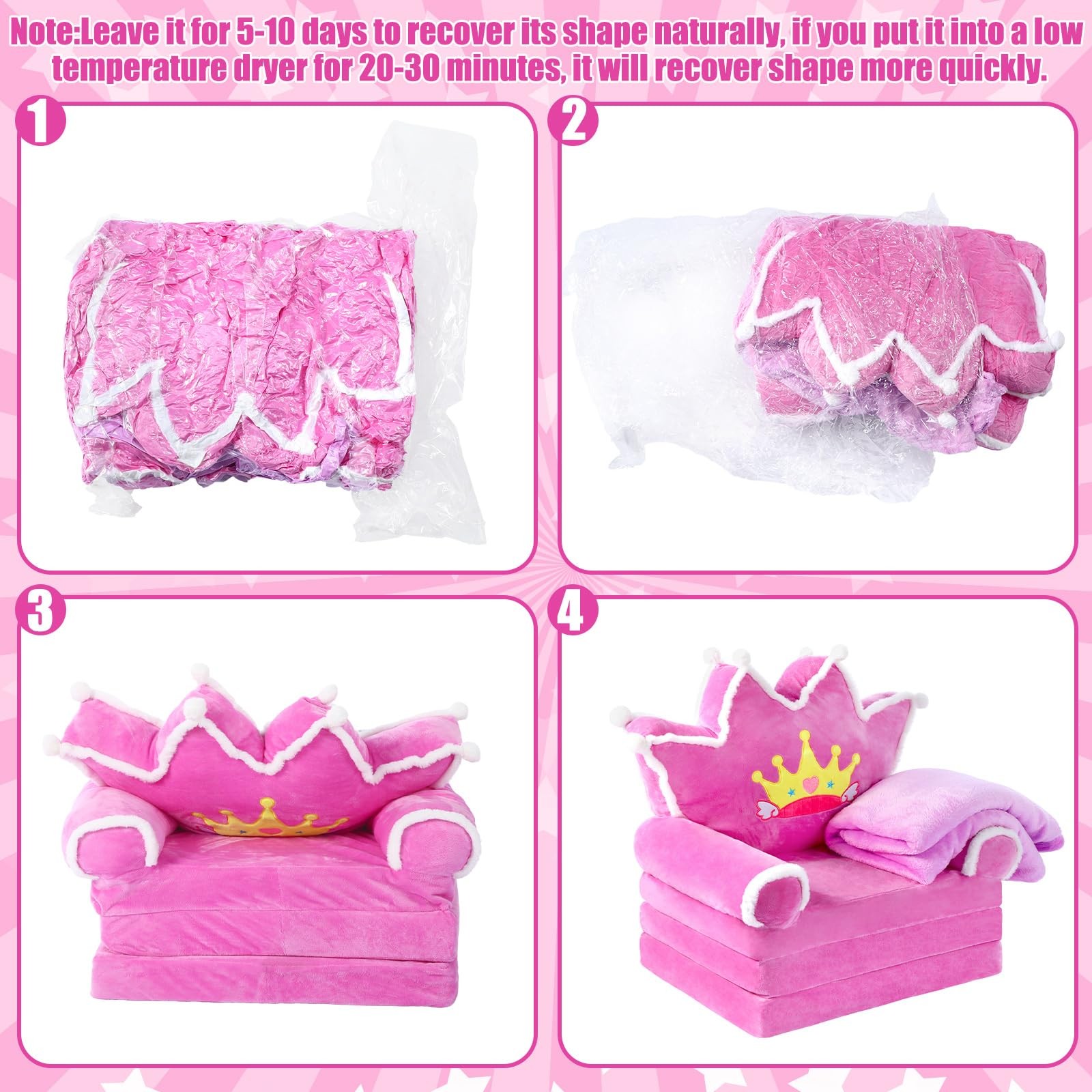 Gifts for Couch 2 in 1 Couch Fold Out with Flannel Blanket Set Soft Princess ...