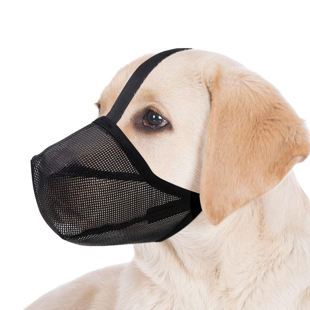 Dog Muzzle Soft Mesh Breathable Adjustable Fit Prevent Biting Chewing Barking L