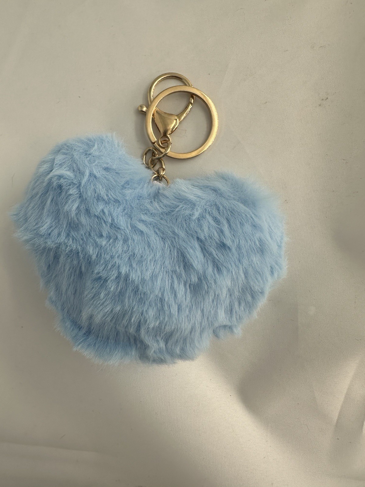 Heart Pom purse keychain - Light Blue