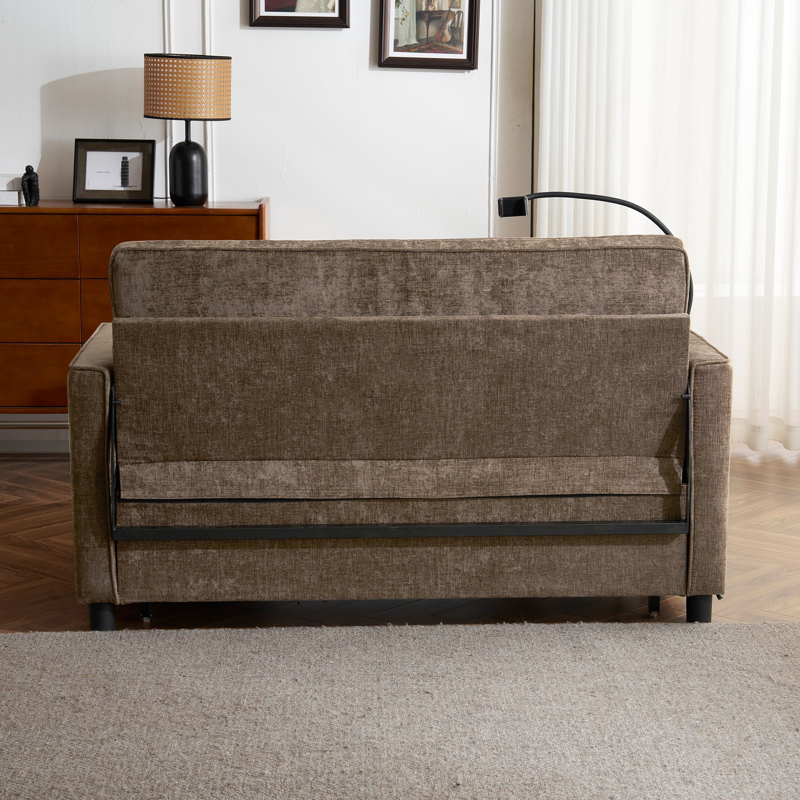 56.9" Loveseat Sofa Pull-out Sofa Bed Sleeper Sofa with a Reversible Backrest