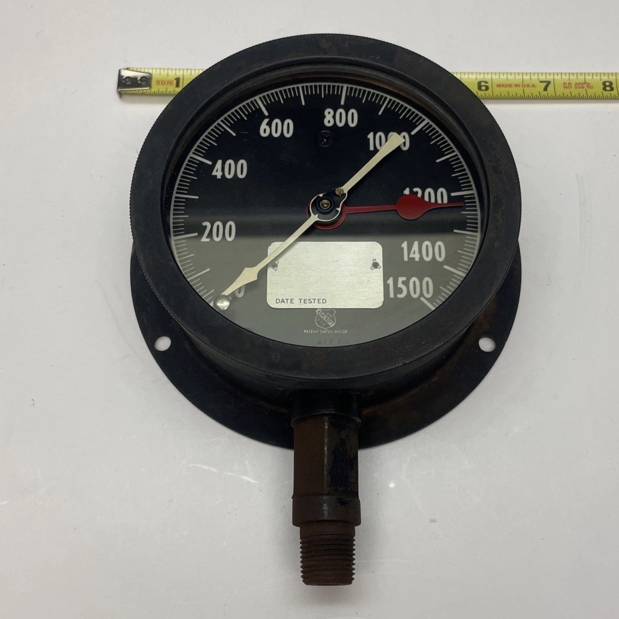 Vintage Ashcroft IP 6246 5” Brass Boiler Pressure Gauge 1500 PSI Steampunk