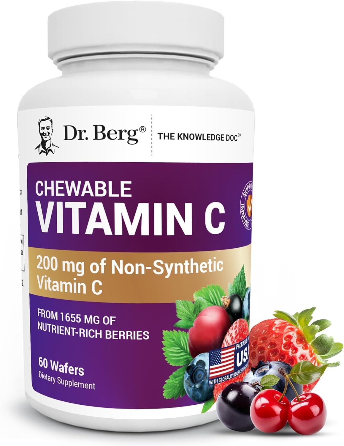 Dr. Berg Chewable Vitin C plex - Made with Organic, Non-O Berries -