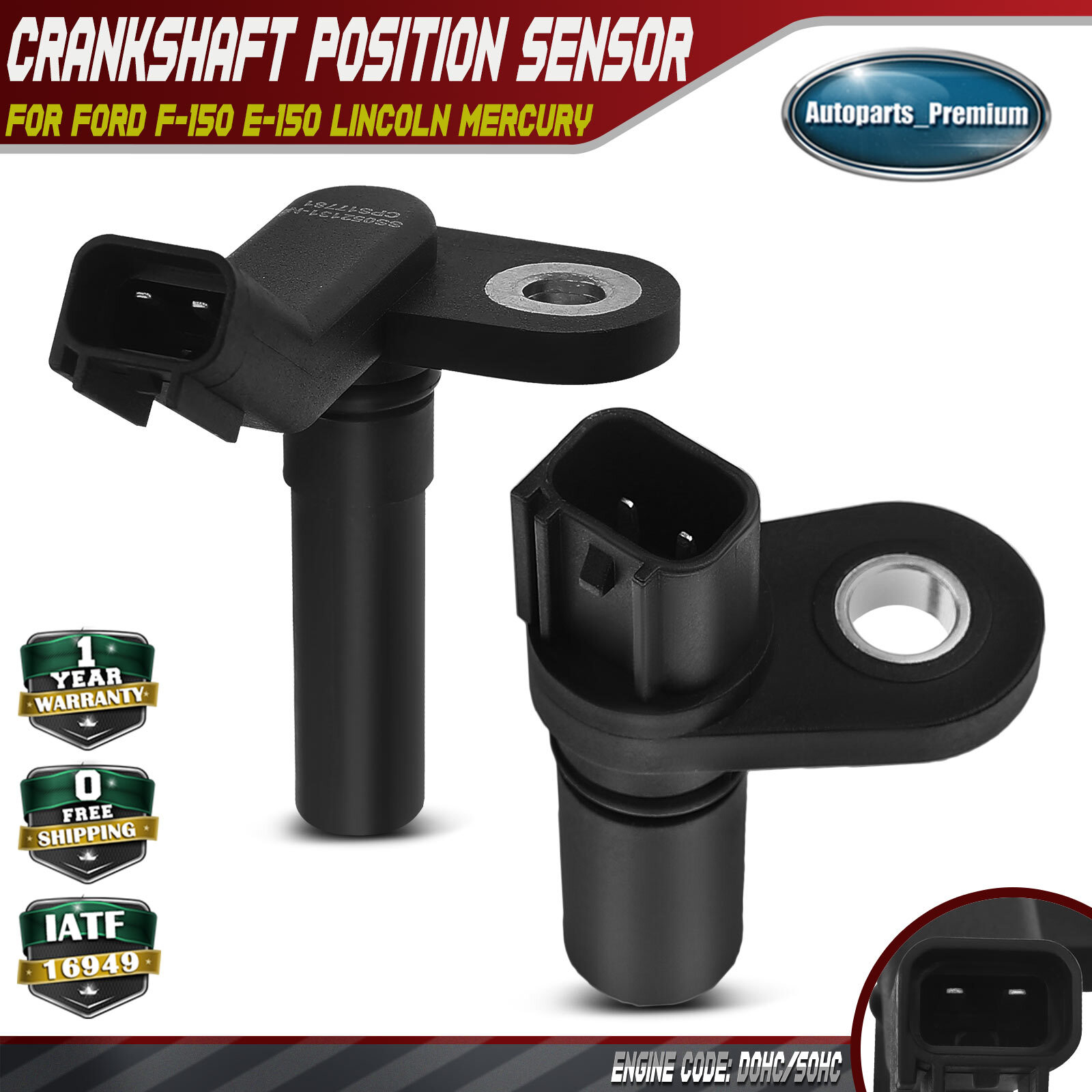 1x Camshaft & 1x Crankshaft Position Sensor for Ford	F-150 E-150 Lincoln Mercury