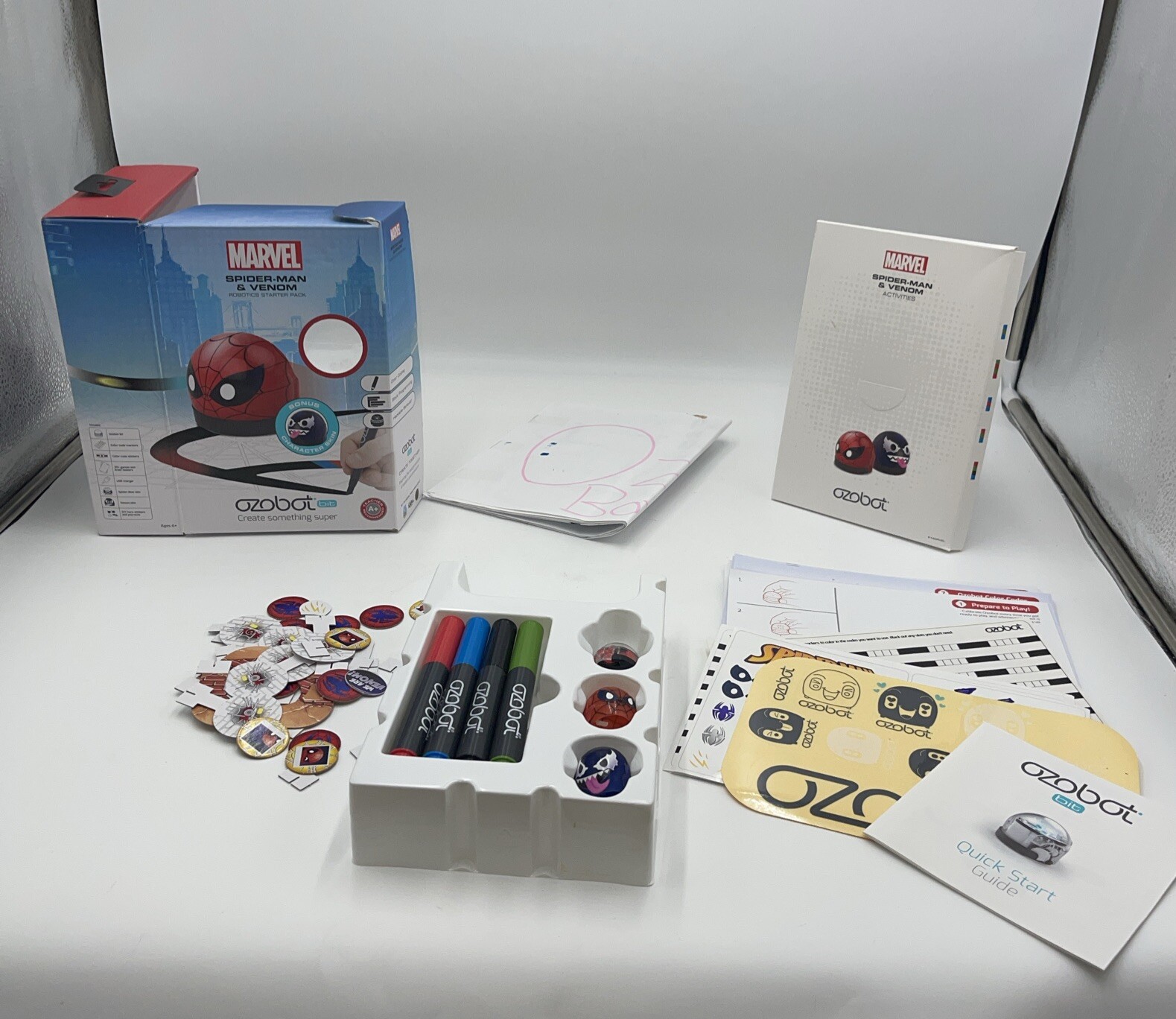OZOBOT Bit Marvel Spider-Man & Venom Skins Robotics Starter Pack -Pre-Owned