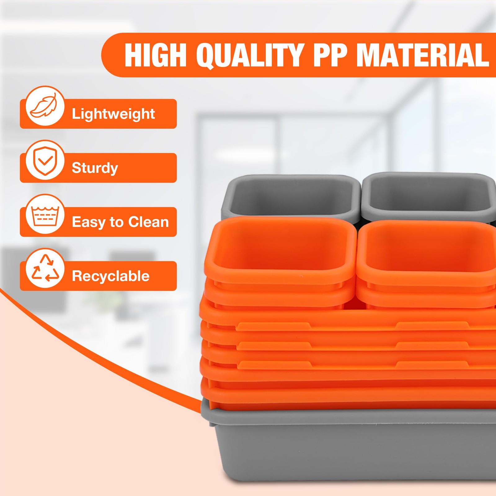 21 PCS Desk Drawer Organizer Set, PP Material Interlocking Drawer Organizer B...