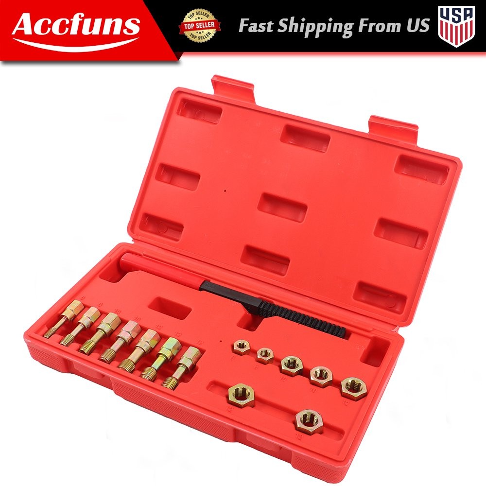 15-Piece Metric Thread Repair Tools Set Thread Restorer Set Rethreading Tool Kit