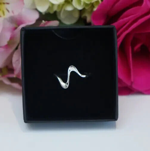 VALENTINE GIFT Adjustable Women's Solid Metal "Wavy - Wave " Toe Ring 925 Silver