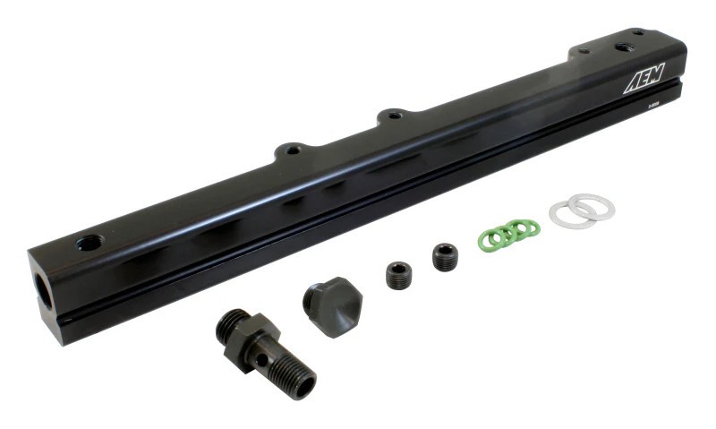 AEM 25-109BK 96-00 fits Civic CX/DX/LX/EX & 96-97 Del Sol S/Si Black Fuel Rail