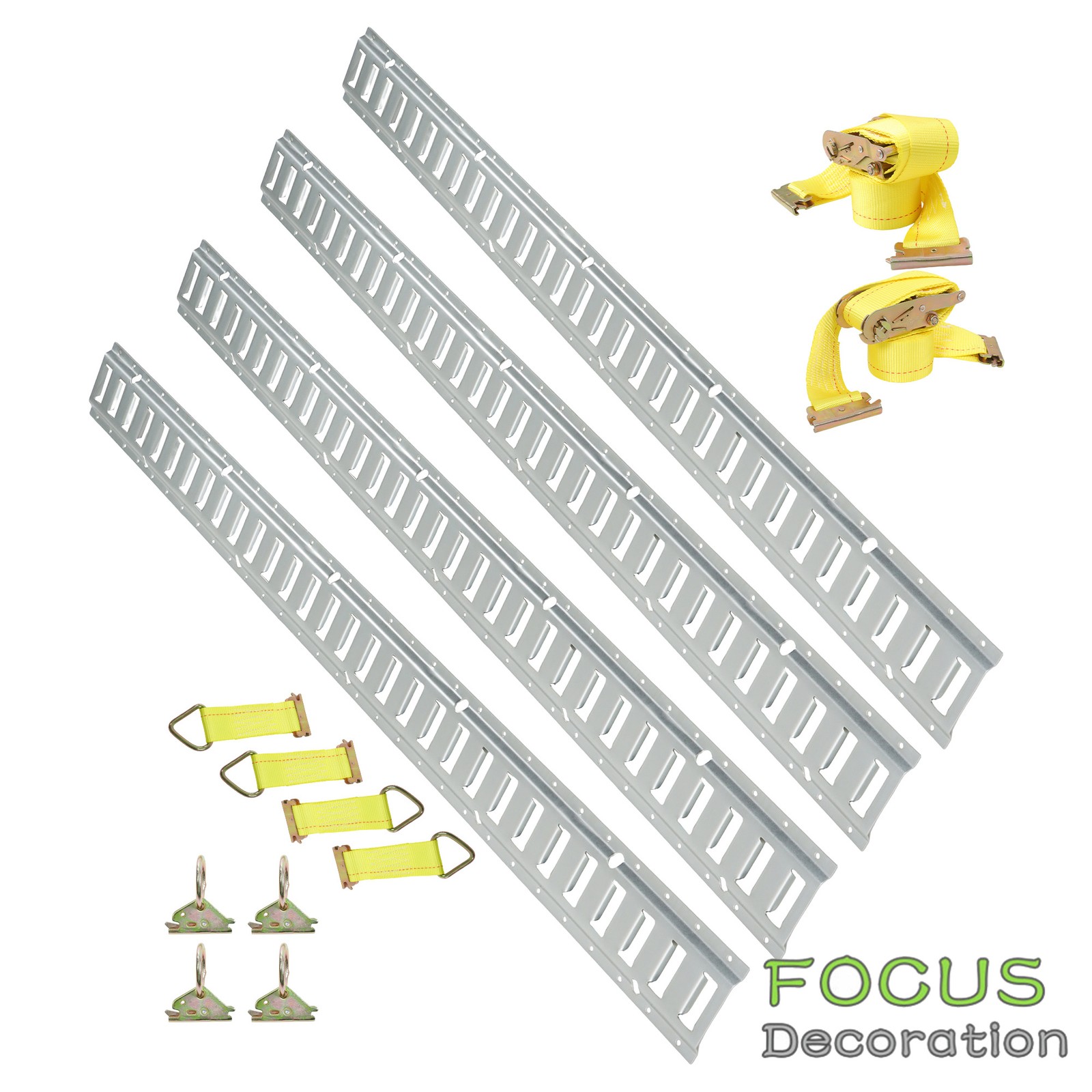 2× Etrack Ratchet Straps 4×5' E Track Rails 4× O Rings New 4× Rope Tie Offs