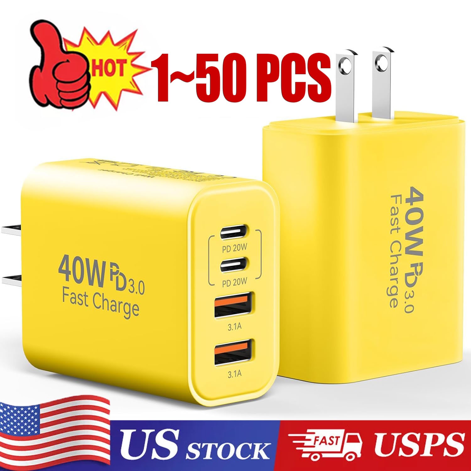120W 4-Port USB C Fast Wall Charger Block All Cell Phone 17 15 16 11 X iPad lot