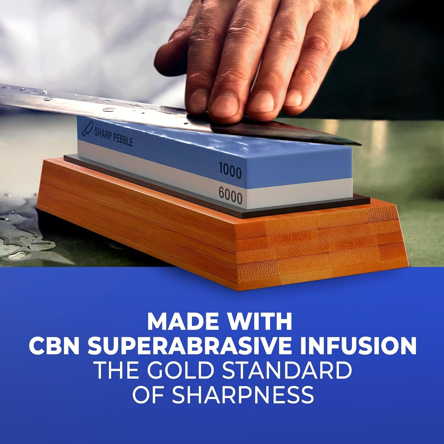 Sharp Pebble Premium Whetstone Knife Sharpening Stone 2 Small, Blue/White