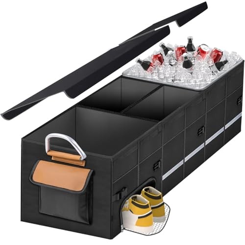 Car Trunk Organizer and Storage with Separate Compartment for 1 Pair of Black