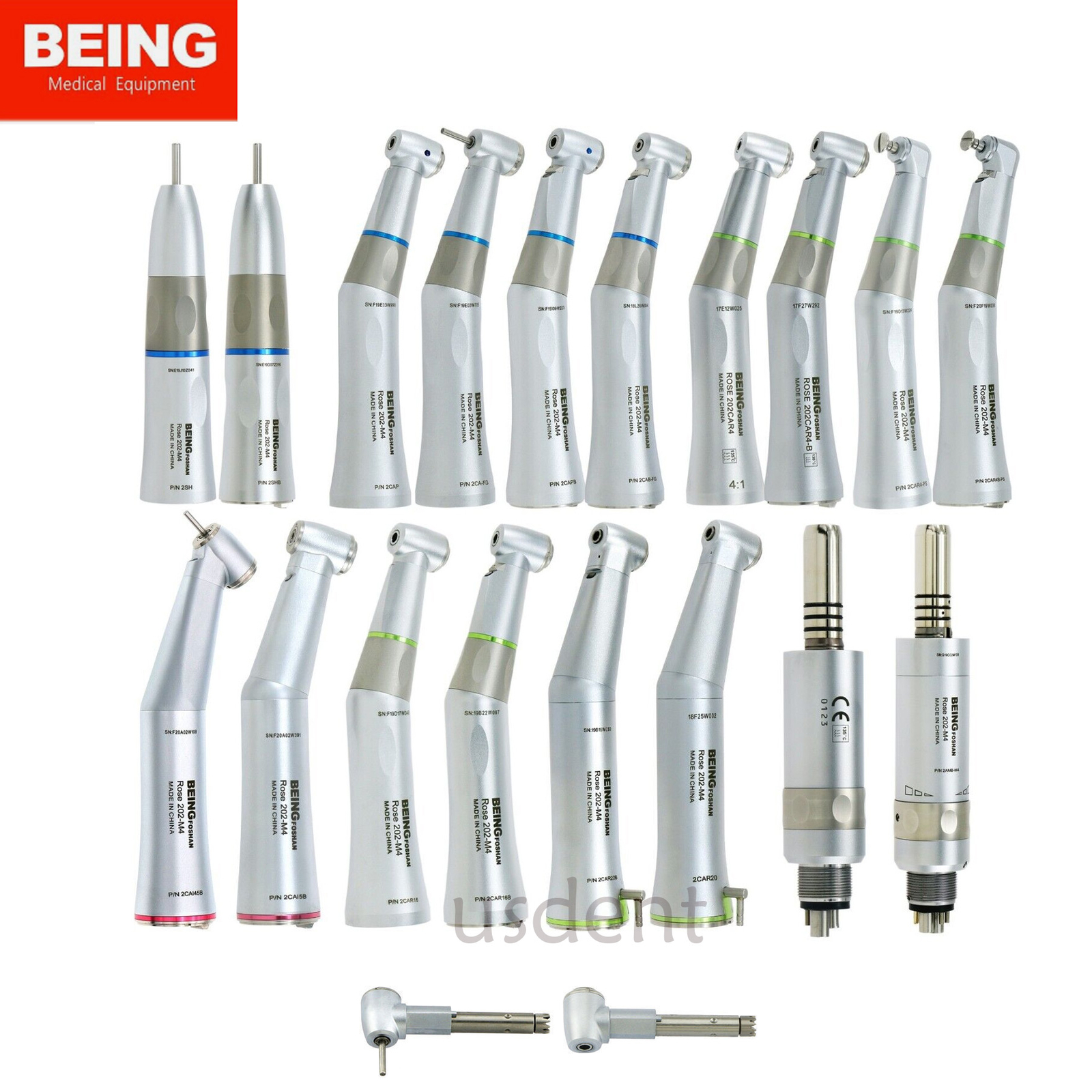 BEING Dental Low Speed Contra Angle Handpiece Fiber Optic 20:1 16:1 4:1 1:1 1:5