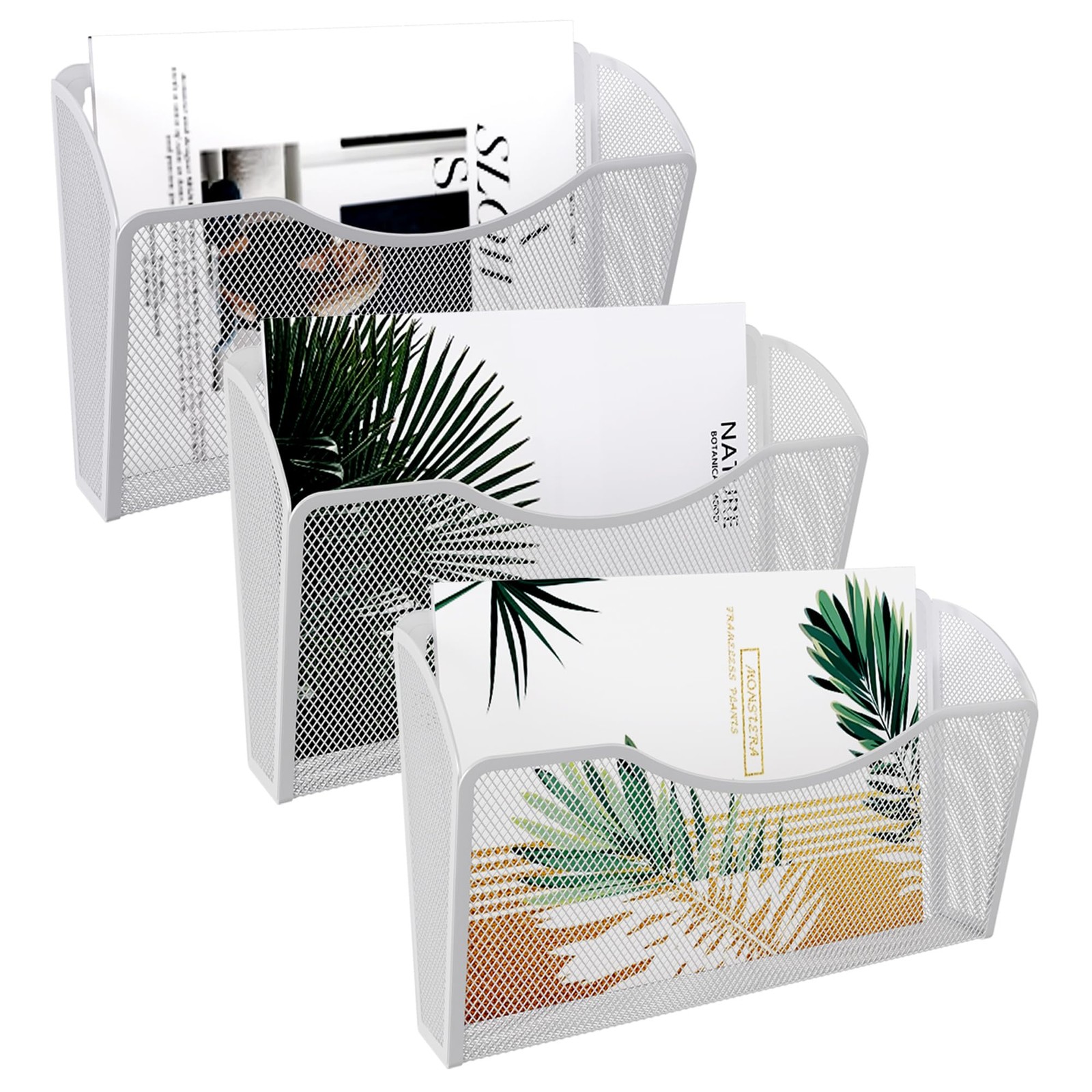 3 PCS White Single Pocket Wall File Organizer Mesh Hanging Letter/A4 Folders