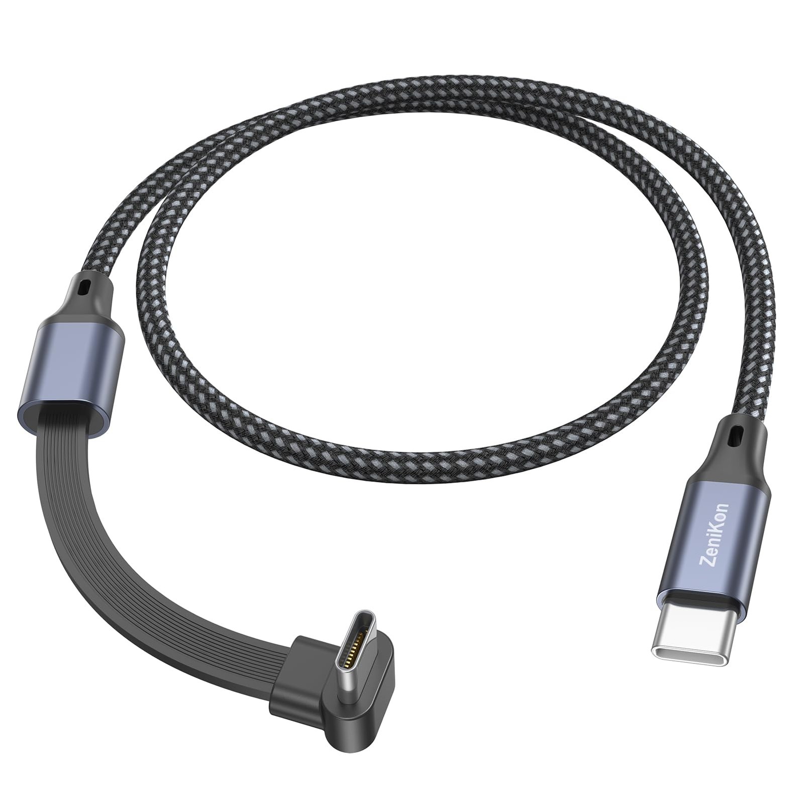 90 Degree USB C Cable 1FT, Right Angle USB C Cable Flat 60W Fast Charging Nyl...