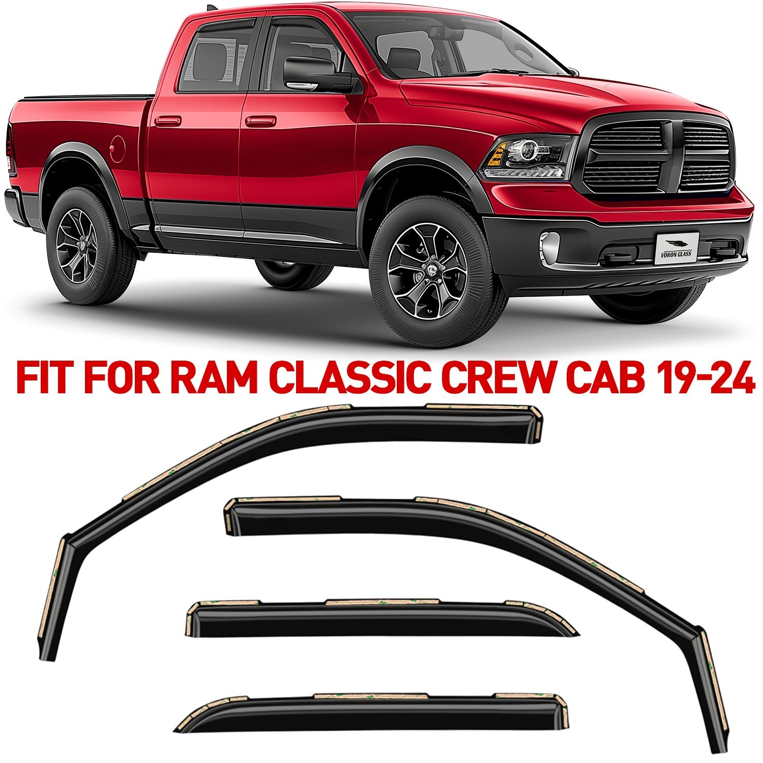 Rain Guards Vent Visors Shade for 2019-2024 Ram 1500 Classic Crew Cab