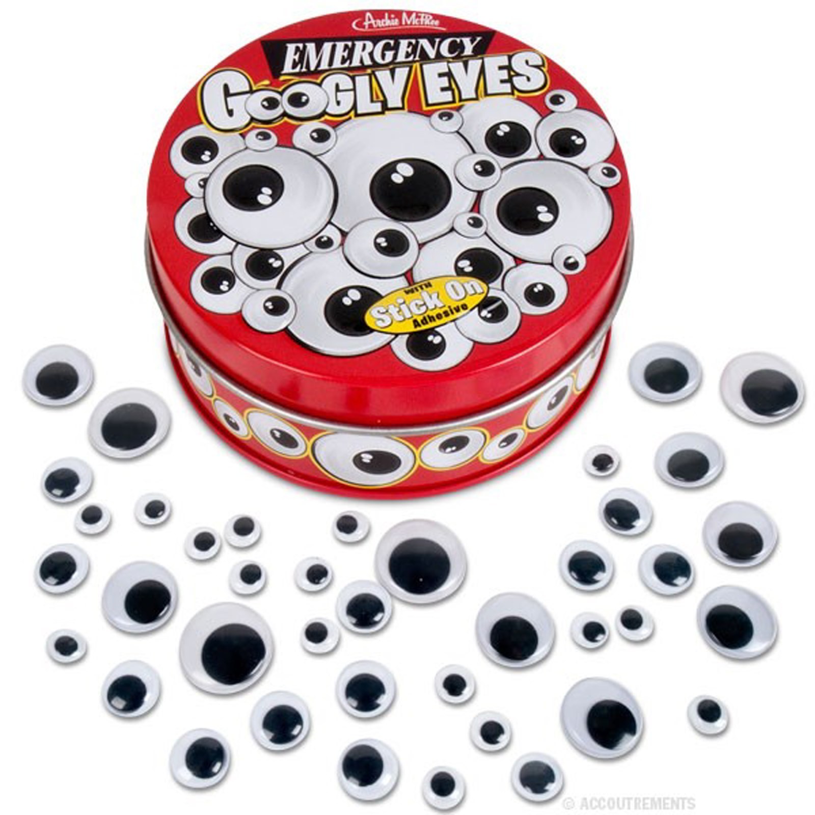 20 Pairs of Emergency Googly Eyes in Tin Can 4 Sizes - Novelty Fun Gag Gifts