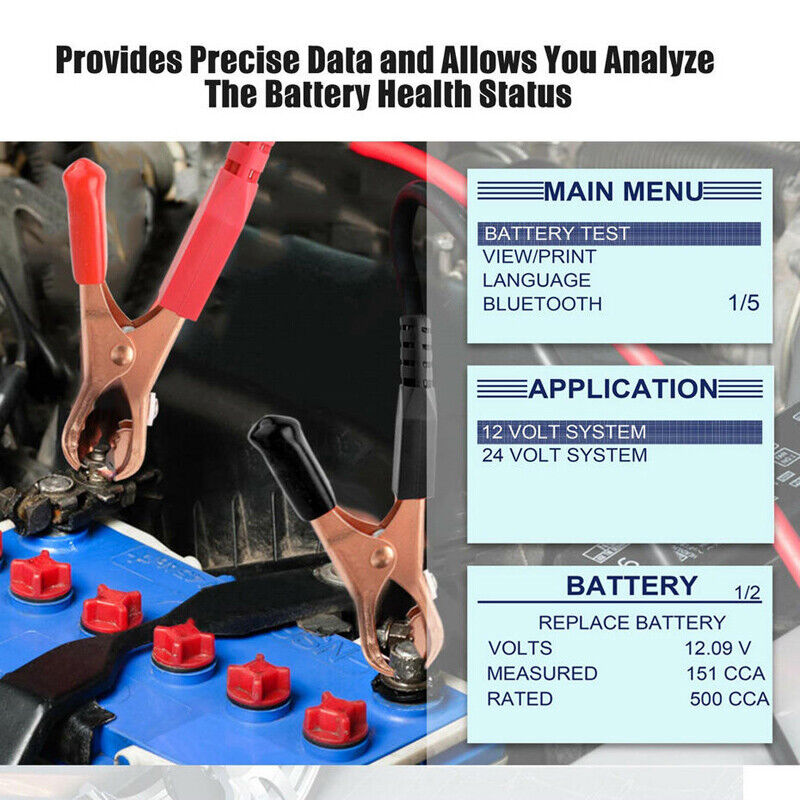 12V ~ 24V Automotive Battery Load Tester Car Charging Cranking Test 100~2000 CCA