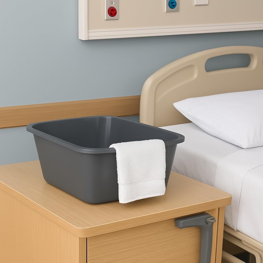 Wash Basins [5 Pack] – Rectangular Plastic 7-Quart Graduated Hospital Soaking