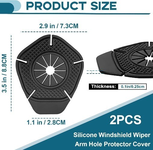 2PCS Car Windshield Wiper Arm Hole Silicone Protector Pad, Front Color: black