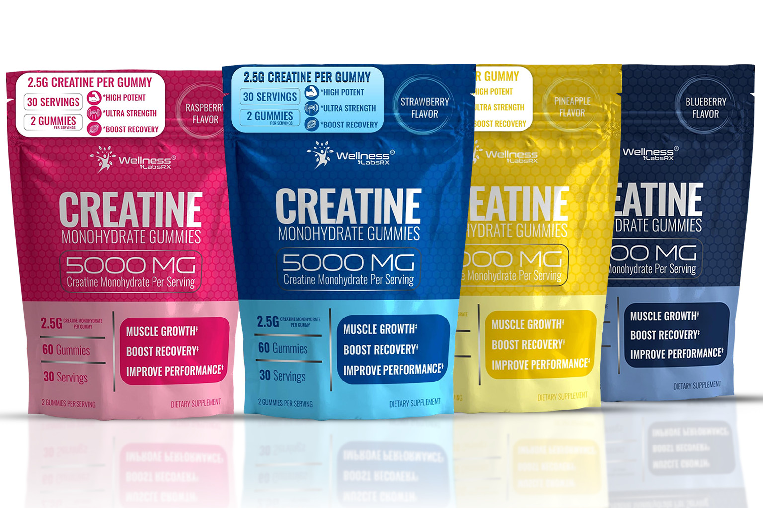 Creatine Monohydrate Gummies 5000mg 30 Servings Vegan Gluten-Free Supplement