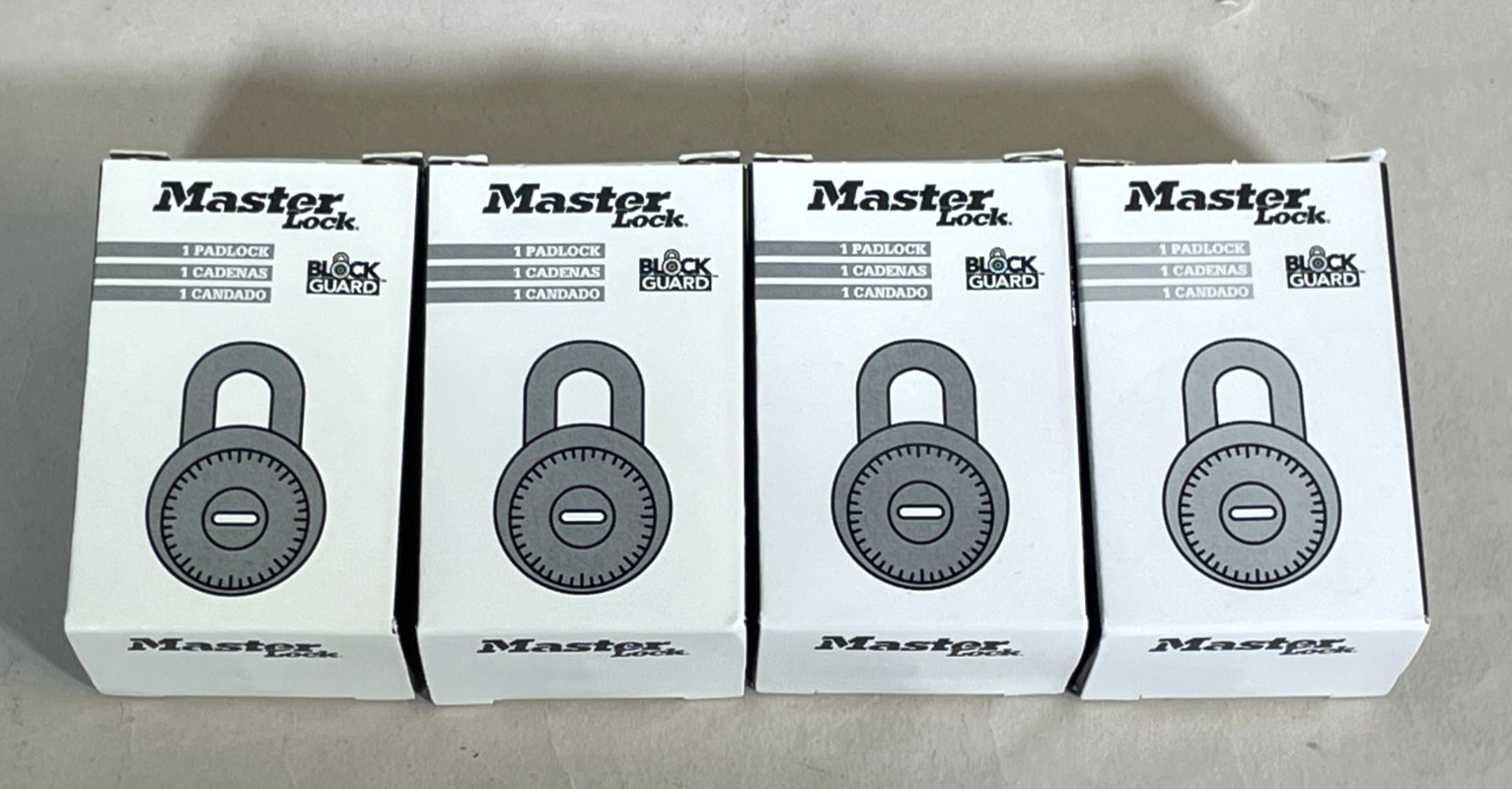 Lot of 4 Master Combination Padlock 1500 Steel Locker, Bike or Sports Bag