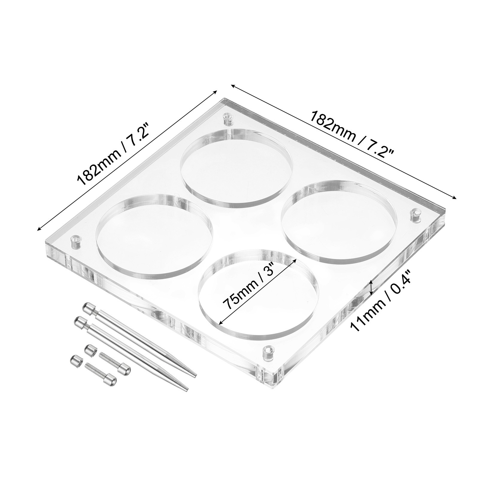 3" Acrylic Coin Display Frame 3D Floating Display Case Holder 4 Slots