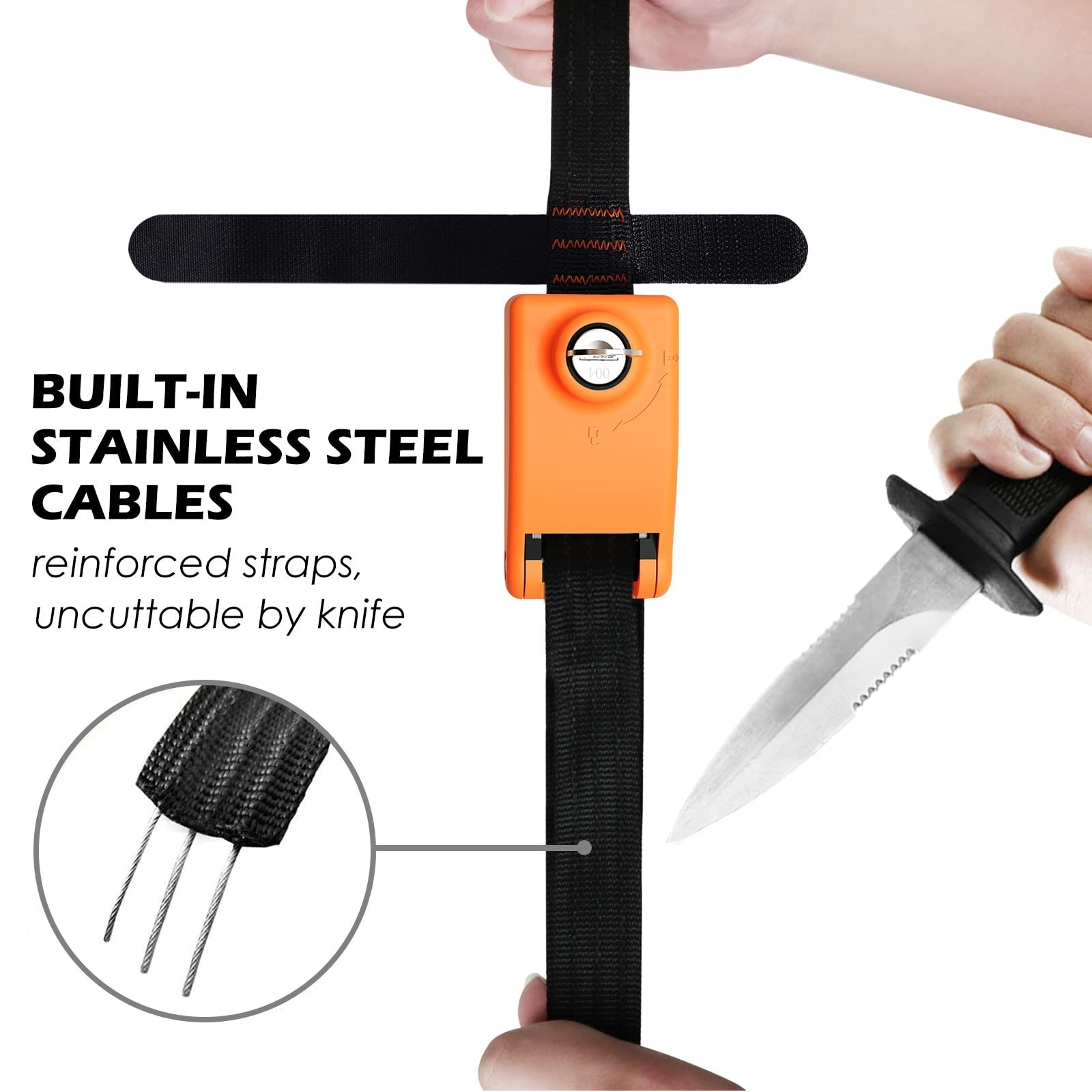 2 Pack Lockable Tie Down Strap, with 3 Stainless Steel Cables, for Lashing Lo...