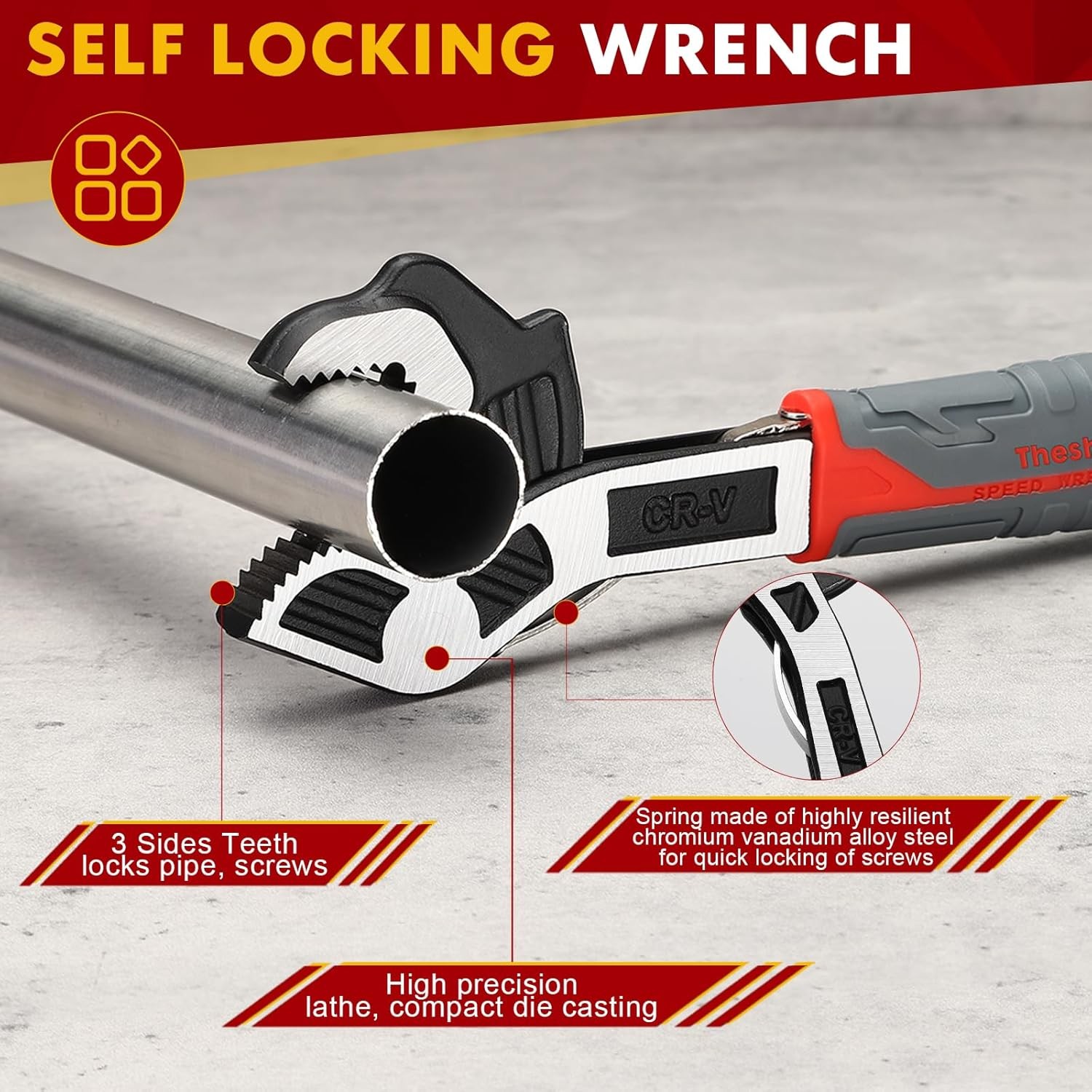Multifunctional Self Locking Adjustable Pipe Wrench 8 Inch Plumbers Tool