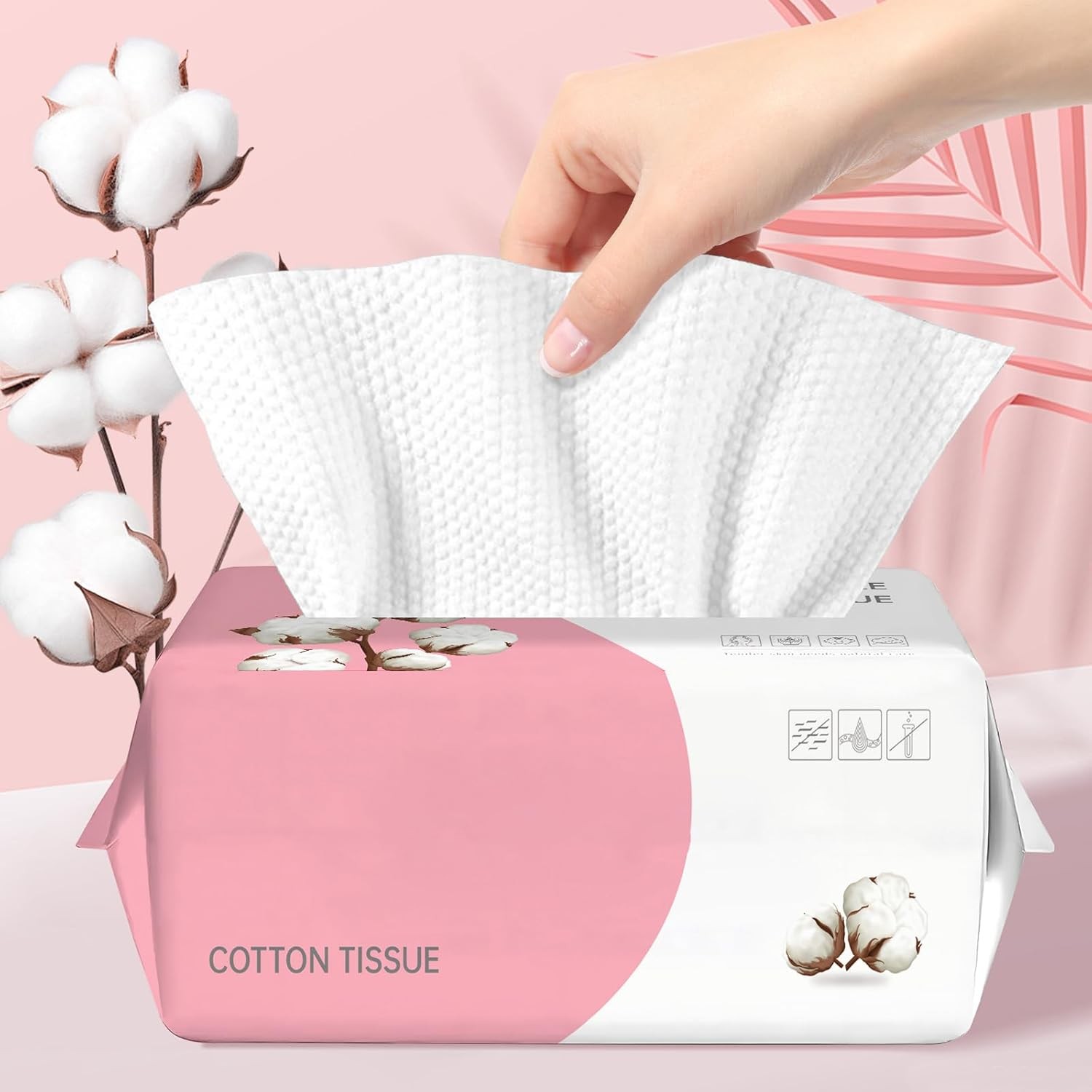 100 Count Disposable Face Towel, Ultra Soft & Thick Washcloths, Biodegradable
