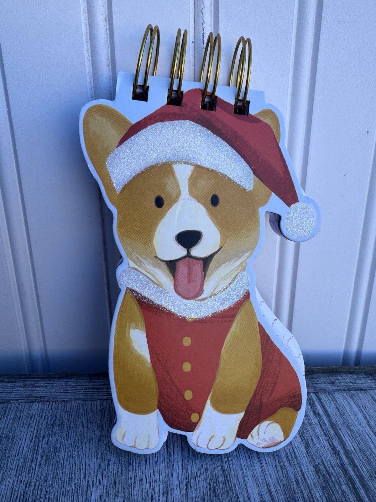 Molly and Rex Dog Corgi Christmas Holiday Notepad Spiral Bound 5”