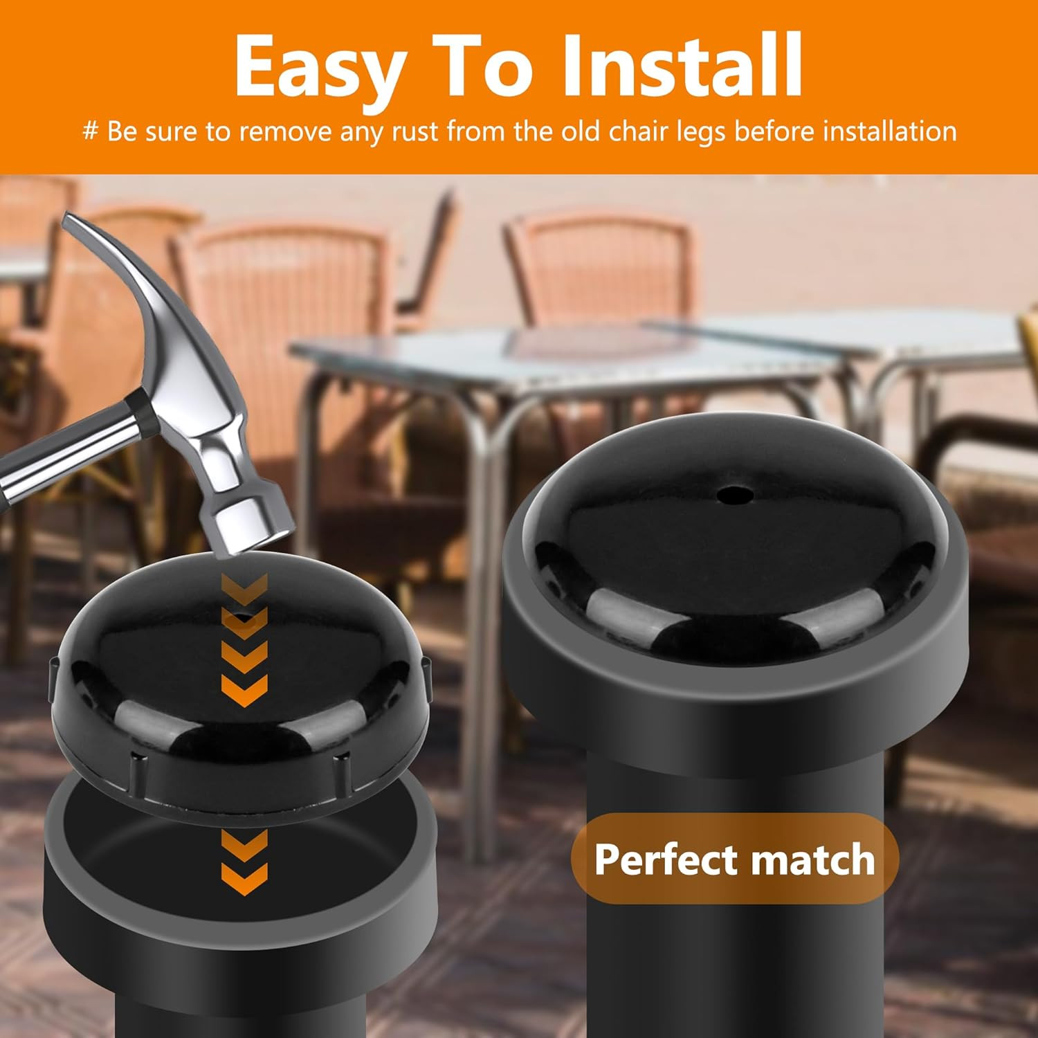24-Pack Wrought Iron Patio Furniture Feet Caps 1-1/2 Inch round Plastic Outdoor