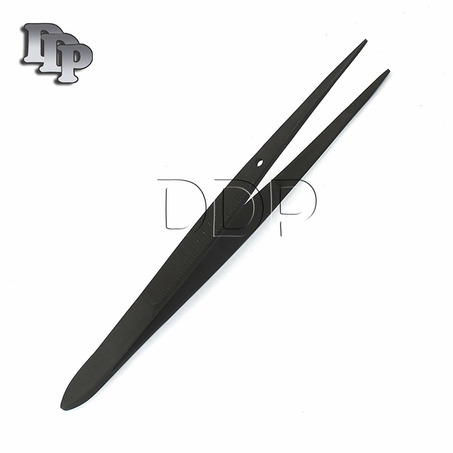 Full Black Splinter Surgical Medical Veterinary Nursing Forceps Tweezers 4.5”