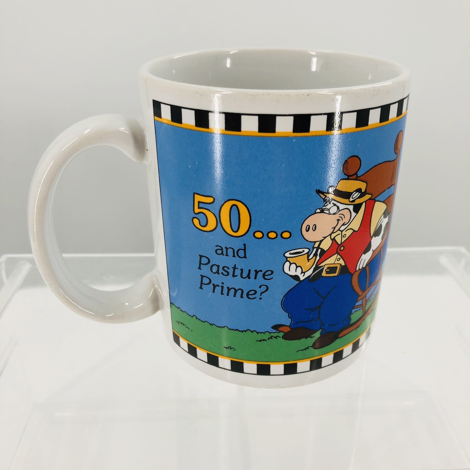 Papel Freelance 50th Birthday Mug Cow Pasture Prime Ceramic Coffee Cup Kitschy