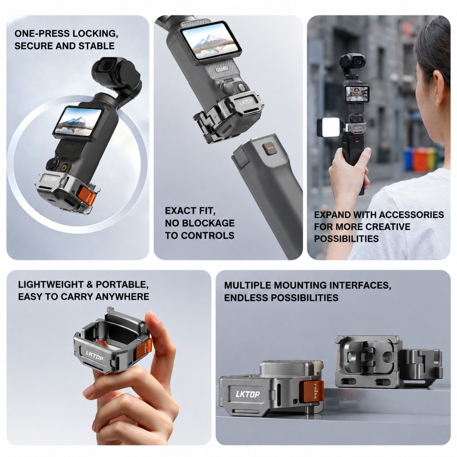 Protective Cage Expansion Adapter Action Camera for DJI Osmo Pocket4 3